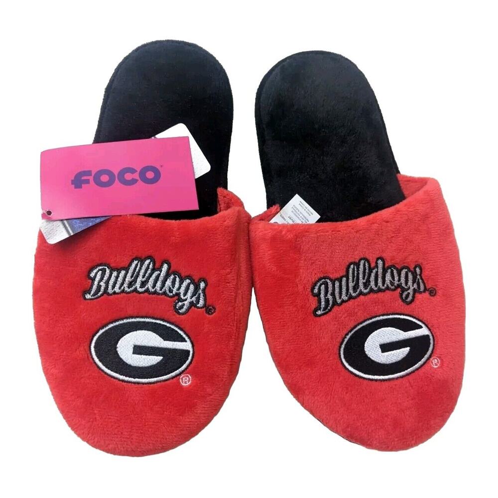 FOCO NCAA Women's Georgia Bulldogs Big Logo Embroidery Embroidered Slippers S 6